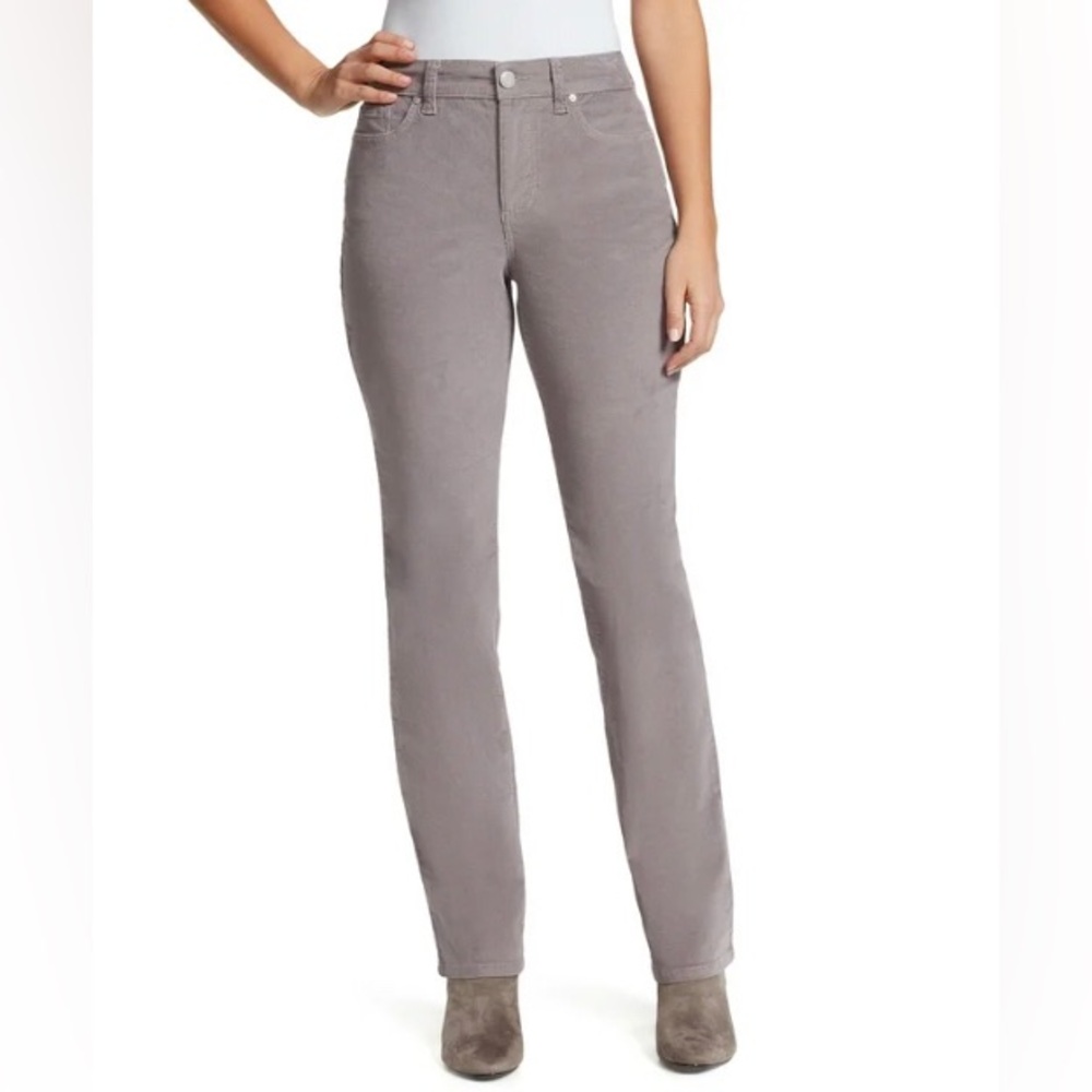 Bandolino Women's 18 Mandie Corduroy Pants French Grey Straight High Rise NEW